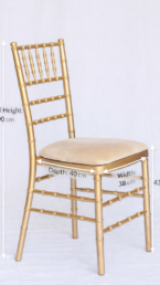 Gold Tiffany Chair with beige seats dimensions